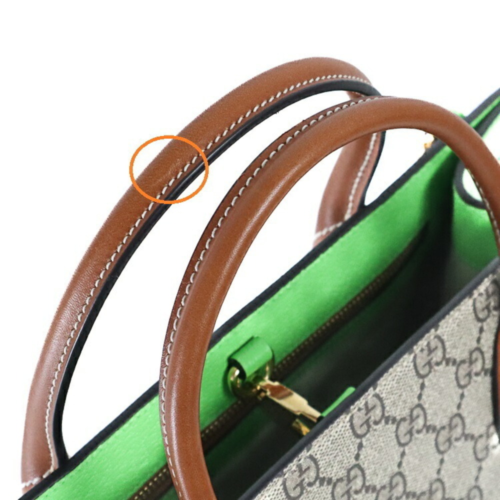 GUCCI Limited Edition GG Supreme Interlocking Tote Bag Leather Brown Multicolor - Picture 6 of 10